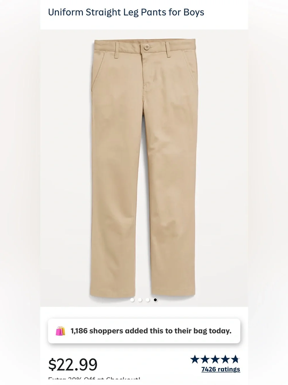 Old Navy Boys Straight Leg Uniform Pants, size 18 Plus
